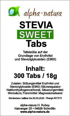 300 Stevia Tabs im Spender ohne Bitterstoffe
