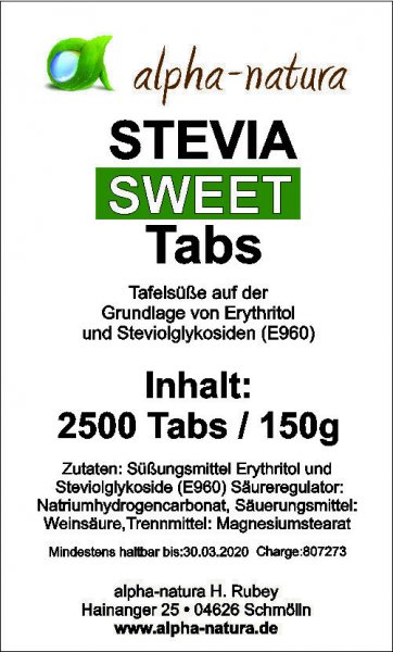 2.500 Stevia Tabs  im Nachfüllpack