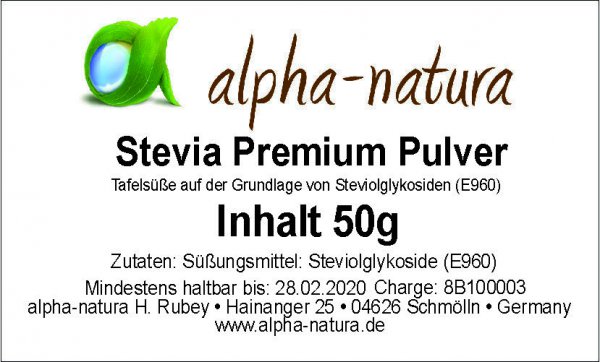 Stevia Premium Pulver 50g (15,90€/100g)